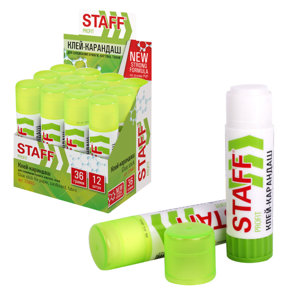 Клей-карандаш STAFF Profit, 36 г, PVP-основа
