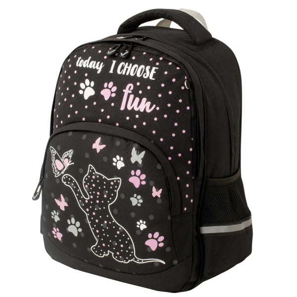 Рюкзак BRAUBERG SOFT, 2 отделения, 3 кармана, Joyful kitten, СВЕТЯЩИЙСЯ, 40х31х15 см, 228791