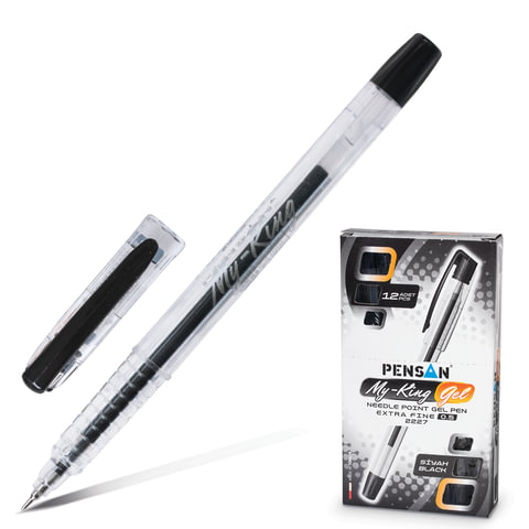 Ручка гелевая PENSAN "MY-KING", корпус прозр., толщ. письма 0,5 мм, 2227, черная