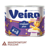 Бумага туалетная Veiro "Standart Plus" 2-слойная, 4шт. х30м, белая 3с24,ш/к 93804
