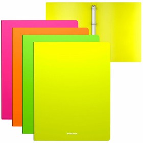 Папка на 4 кольцах ERICH KRAUSE "Matt Neon", 24 мм, до 150 листов, ассорти, 0,6 мм, 49975