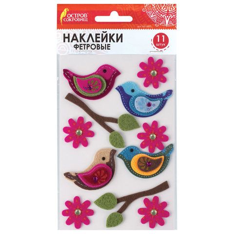 Наклейки из фетра "Божьи коровки", 6 шт., ассорти, ОСТРОВ СОКРОВИЩ, 661498