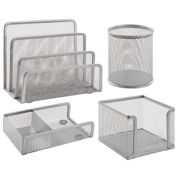 Настольный набор из металла BRAUBERG "Germanium" 4 предмета, серебр, 231965