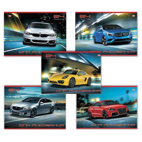 Альбом для рисования 24л. "Хатбер" (ВК), обл.офсет, Мотошоу (5видов), 24А4(А33067)