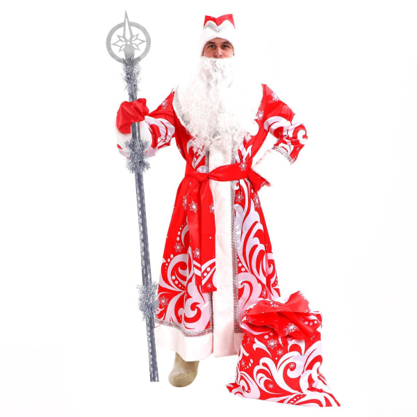 Карнавальный костюм «Дед Мороз», атлас, принт "метель", р. 52-54, рост 180 см