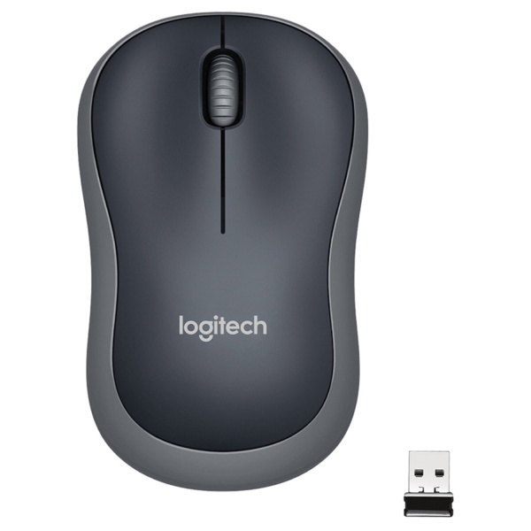 Мышь беспроводная оптическая LOGITECH M185,USB,2 кнопки+1 колесо-кнопка,черный/серый,(910-002238)
