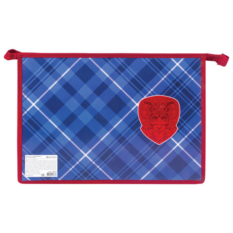 Папка для труда BRAUBERG, А4, пластик, молния сверху, цв. печать, мальчик, Оксфорд, 226630