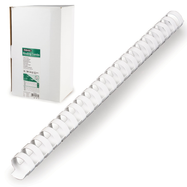 Пружины пласт. д/переплета FELLOWES набор 100шт, 19мм (для сшивания 121-150л) белые, FS-53474
