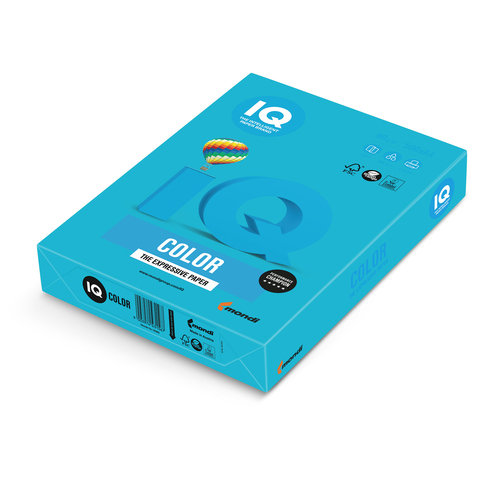 Бумага IQ (АйКью) color, А4, 80 г/м2, 500 л., интенсив светло-синяя, AB48