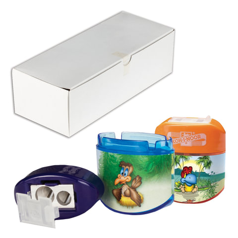 Точилка KOH-I-NOOR "Birds", 2 отверстия, пластиковая, с контейнером и крышкой, ассорти, 9095000079KS