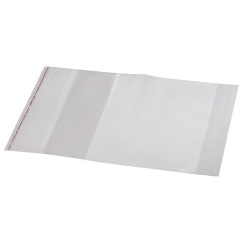 Обложка ПП для учебника, тетради А4, универсальная, прозрачная, КЛЕЙКИЙ КРАЙ, 80мкм,300х500мм,16.43