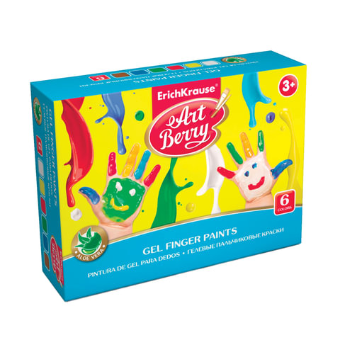 Краски пальчиковые ERICH KRAUSE Artberry 6цв, 210мл, на водной основе, картонный рукав, 34818