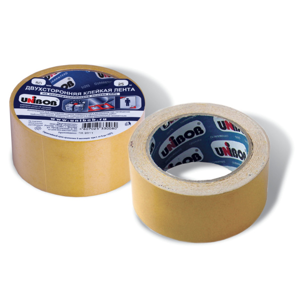 Клейкая лента двусторонняя 50мм*25м, полипропиленовая основа, UNIBOB