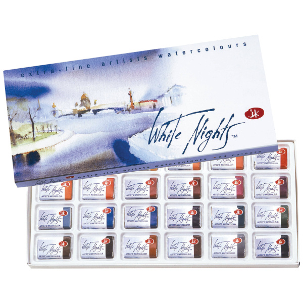 Краски акварельные художественные 24 цв., "Белые ночи", кювет 2,5 мл, картонная коробка, 1941061