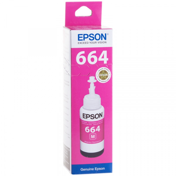 Чернила ориг. Epson T6643 пурпурные для L100/L110/L210/L300/L355 (70мл)