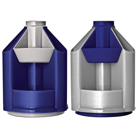 Подставка-органайзер СТАММ "Mini Desk" вращающаяся, 107*107*140мм, 10 отд., сер.метал/тем.син., ОР90