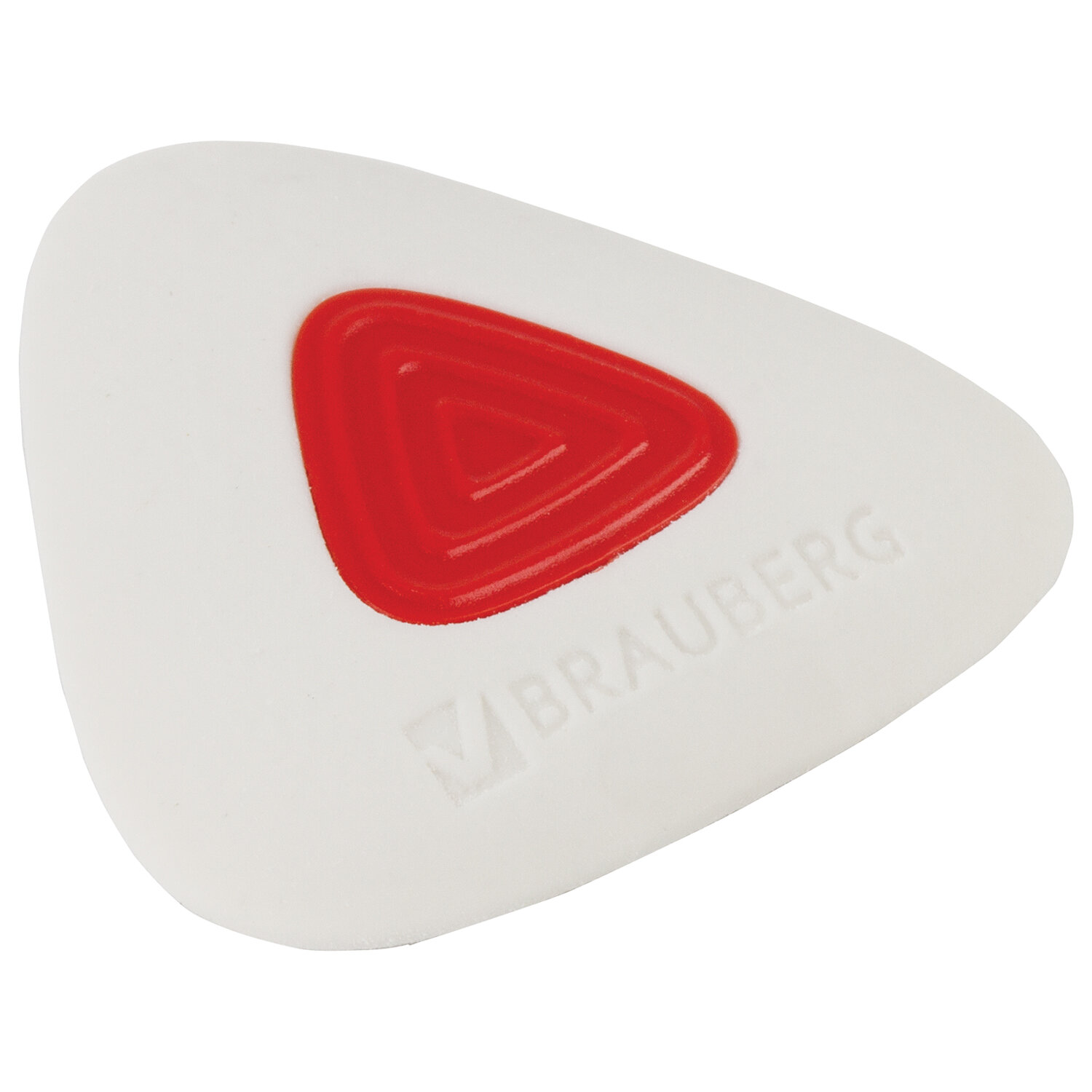 Ластик BRAUBERG "Trios PRO", 36х36х9 мм, белый, треугольный, красный пластиковый держатель, 229559 