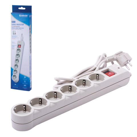 Сетевой фильтр DEFENDER DFS605, 6 розеток, 5,0 метров