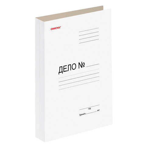 Скоросшиватель картонный мелованный ОФИСМАГ, гарантированная плотность 320 г/м2, белый, до 200 листо