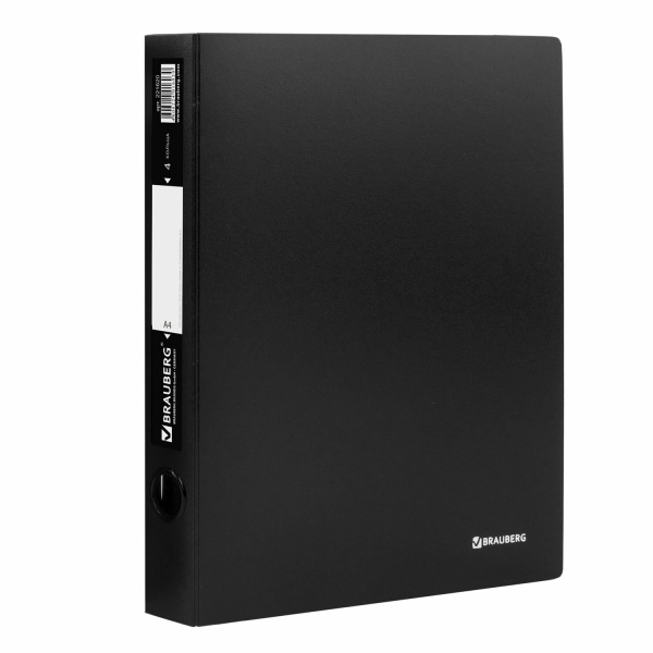 Папка 4 кольца BRAUBERG "Стандарт", 40мм, черная, до 250 листов, 0,9мм  16030