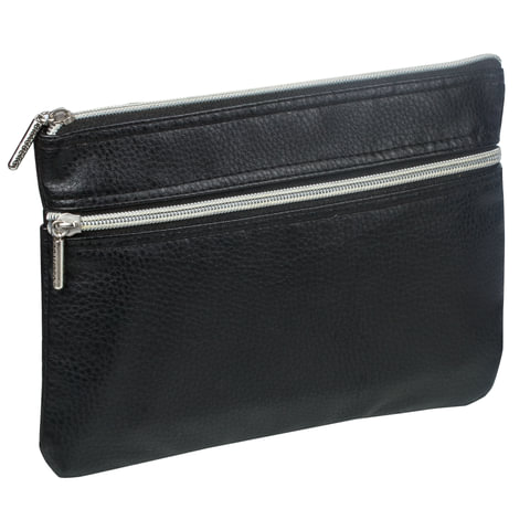 Пенал-косметичка BRAUBERG "Monro" (Монро), "фактурная кожа", черный, 24*17см, 224036