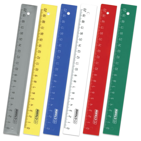 Линейка СТАММ 20см, непрозрачная, ассорти, ЛН10