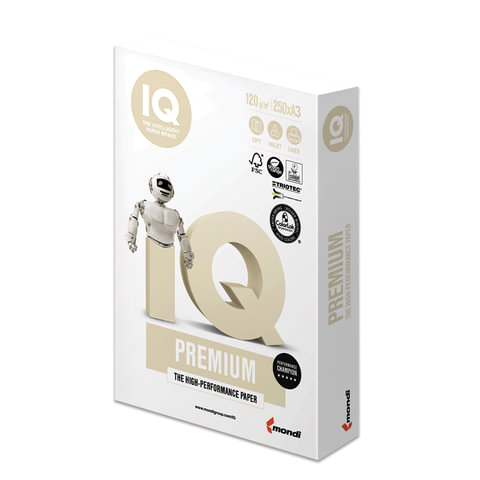 Бумага IQ PREMIUM, А3, 120 г/м2, 250 л., для струйной и лазерной печати, А+, Австрия, 169% (CIE)