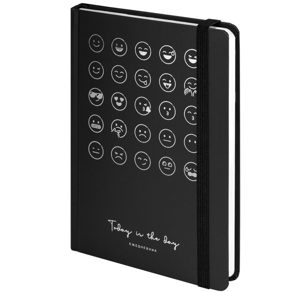 Ежедневник недатированный А5 (145х203мм) BRAUBERG "Emoji", твердый, с резинкой, фольга, 128л.