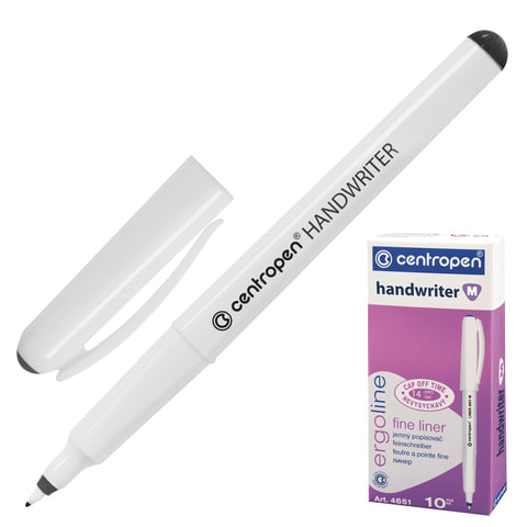 Ручка капиллярная CENTROPEN "Handwriter", трехгранная, толщина письма 0,5 мм, черная, 4651/1Ч