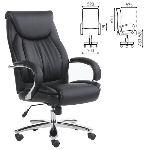 Кресло офисное BRABIX "Advance EX-575", хром, экокожа, черное 