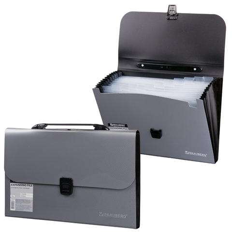 Портфель пласт. BRAUBERG "Metallic" А4, 13 отд., серебряный