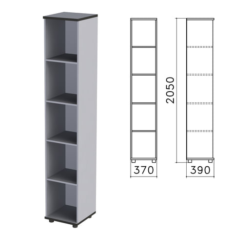 Шкаф (стеллаж) "Монолит" (ш370*г390*в2050 мм), 4 полки, цвет серый, КМ45.11