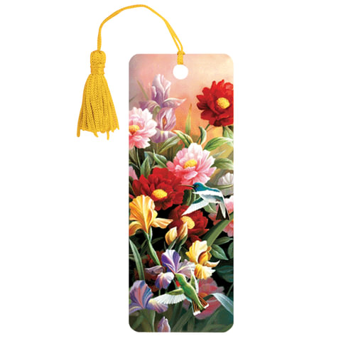 Закладка д/книг с линейкой 3D BRAUBERG, объемная, "Цветы", декор. шнурок-завязка, 125777