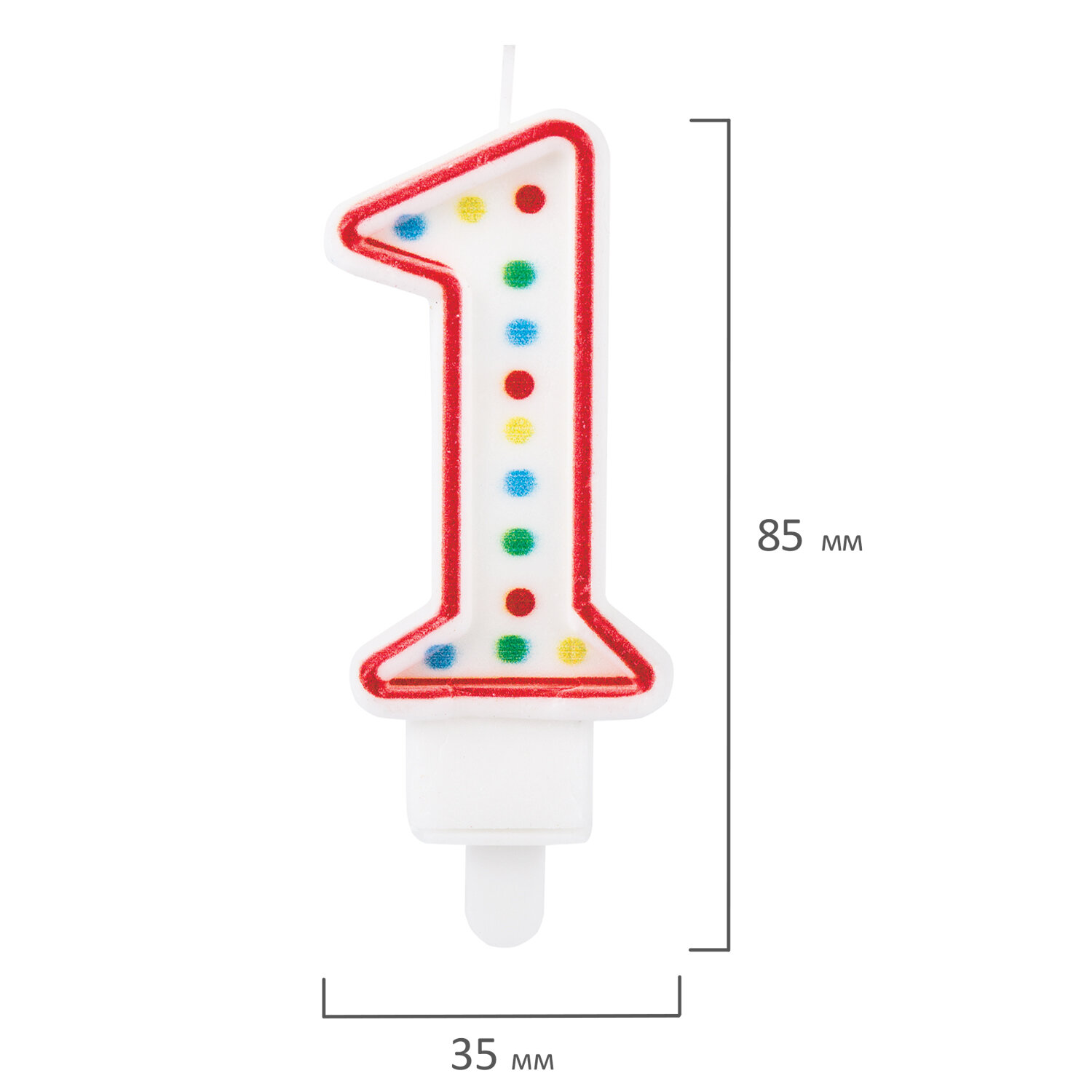 Свеча-цифра для торта "1" ДВУСТОРОННЯЯ с конфетти, 8,5 см, ЗОЛОТАЯ СКАЗКА, держатель, блистер, 59139