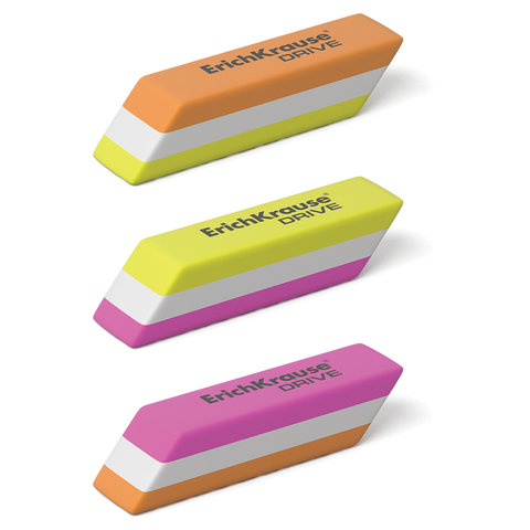 Резинка стирательная ERICH KRAUSE "DRIVE" мягкая, 57*15*13мм, со скош.краем, в картон.дисплее, 35779