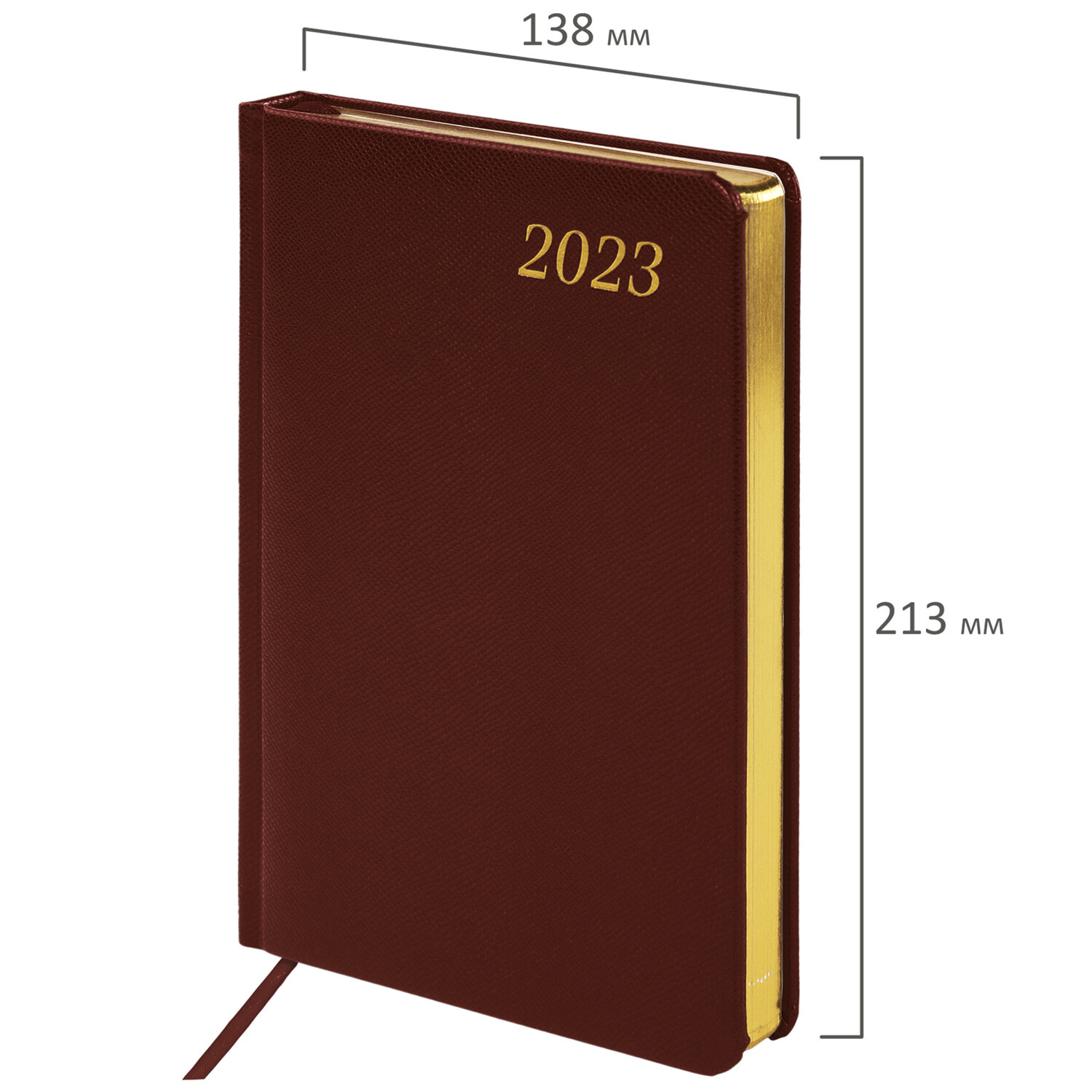 Ежедневник датированный 2023 А5 138x213 мм BRAUBERG "Iguana", под кожу, коричневый, 114032