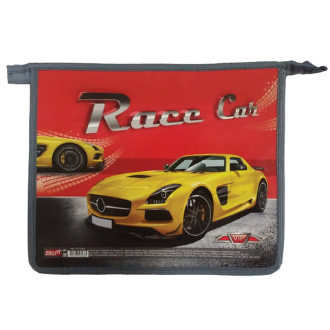 Папка для тетрадей А5, ламинат с цветной печатью, молния сверху, мальчик, Гоночная машина, ПТ-6266