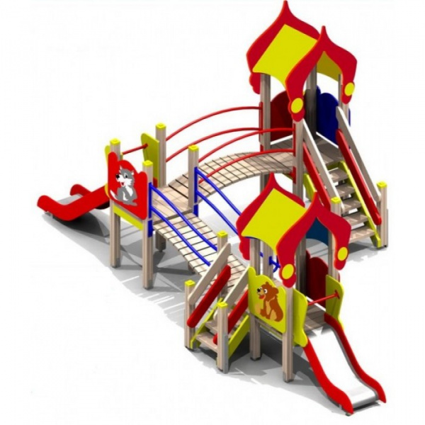 Детский игровой комплекс. Габаритные размеры: 6570х3715 мм, Н=2700 мм, Н площадки 950 мм, 650 мм