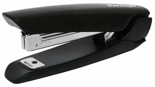 Степлер №10 Berlingo "Hyper" до 20л, 100 скоб, пластиковый корпус, красный