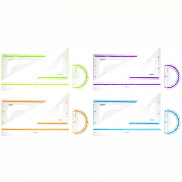 Набор чертежный большой Berlingo "Color" (треуг. 2шт, линейка 30см, транспортир), прозрачный RS_3050