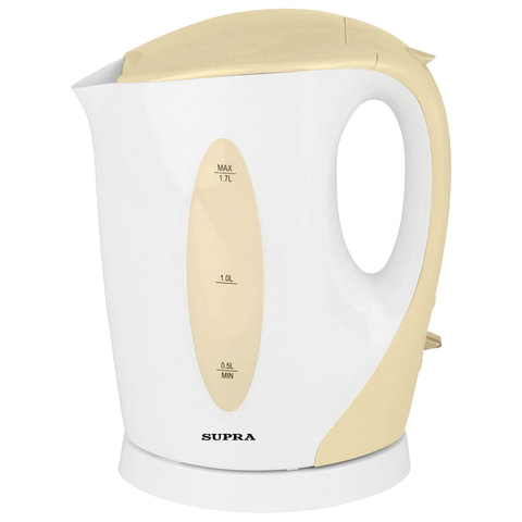 Чайник SUPRA KES-1702, открытый нагр.элемент, объем 1,7л, мощн. 2200Вт, пластик, белый с кремовым