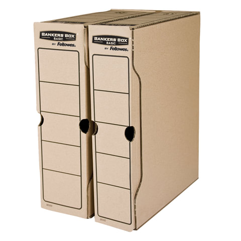 Накопитель документов, лоток-коробка FELLOWES Bankers Box "Basic", 100 мм, бурый, до 850 л., FS-0010