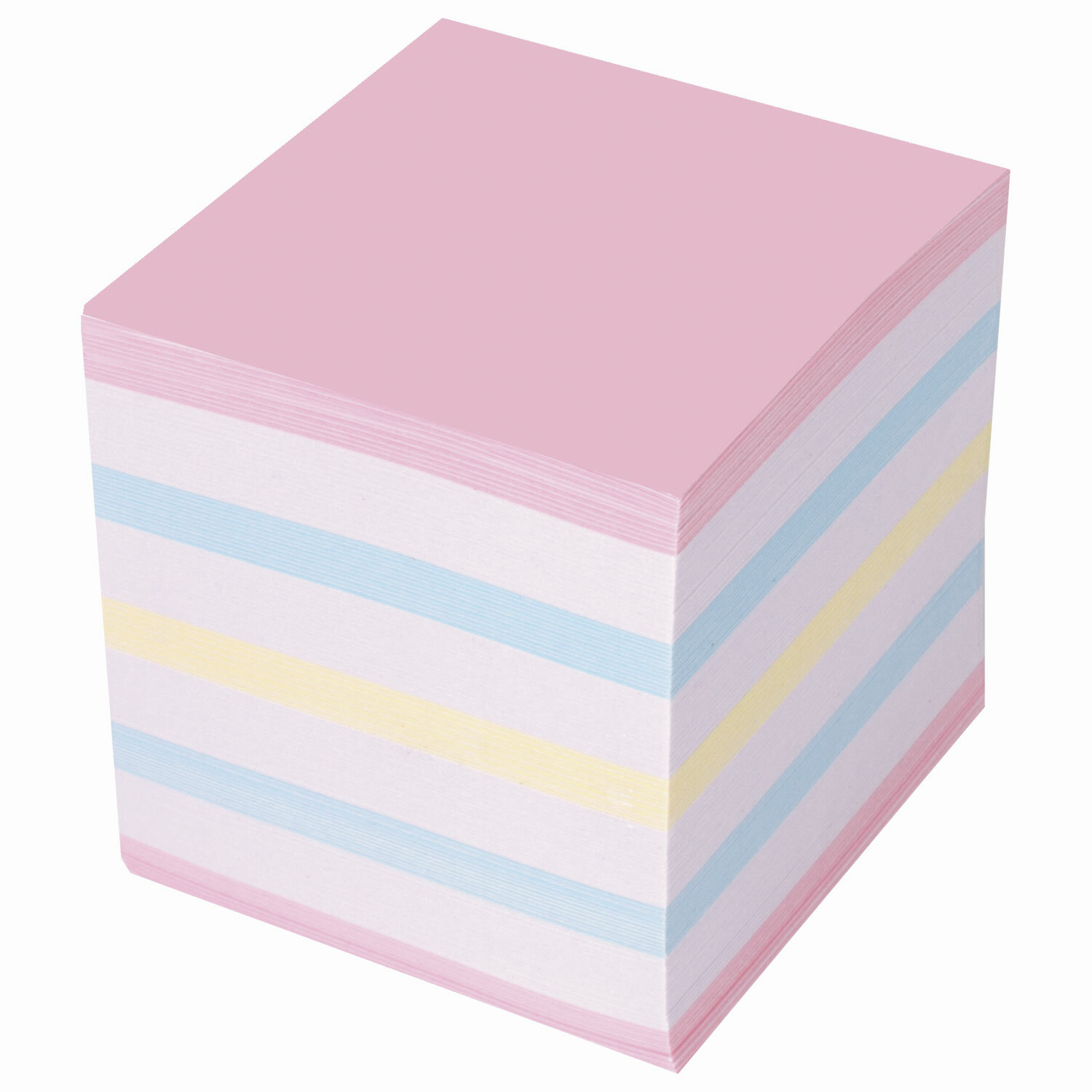 Блок для записей STAFF проклеенный, куб 9х9х9 см, цветной, чередование с белым, 129208 