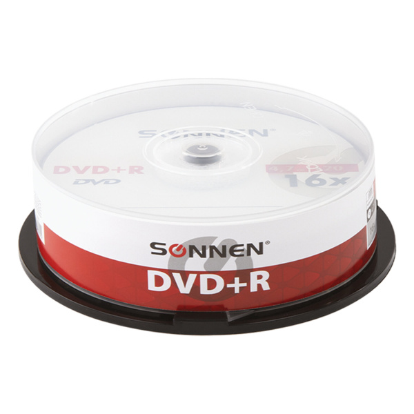 Диски DVD+R SONNEN, 4,7 Gb, 16x, Cake Box (упаковка на шпиле),