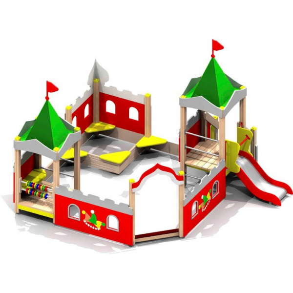 Песочный дворик "Кремль" (от 2 лет), деревянный брус, 4070х4745 мм, Н=3560 мм