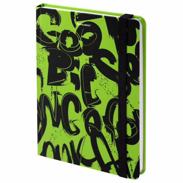 Блокнот с резинкой в клетку 96л, А5 145х203, твердая обложка, BRAUBERG, Calligraphy, 113721