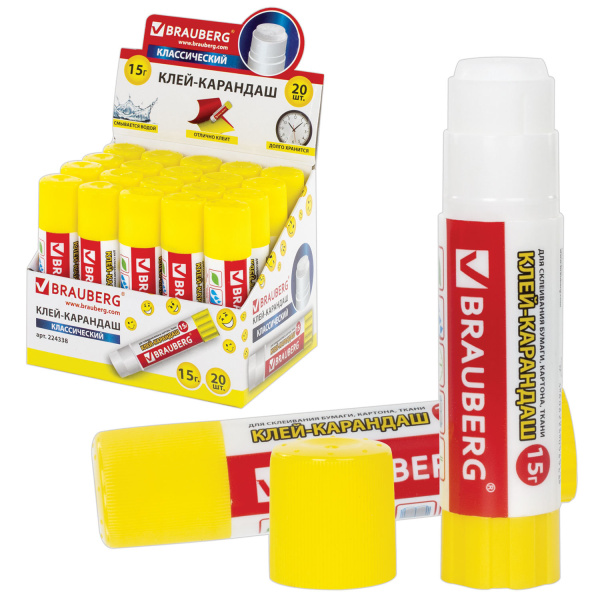 Клей-карандаш BRAUBERG "Smiles" (Смайлики), 15 г, 224338