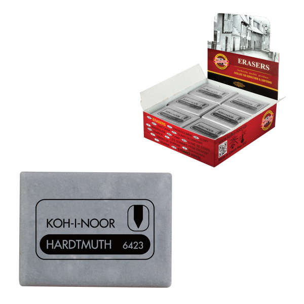 Ластик-клячка KOH-I-NOOR прямоуг., 47x36x10 мм, супер мягкий, картонный дисплей, 6423018004KD