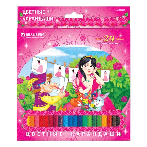 Карандаши цветные BRAUBERG "Rose Angel" (Ангел Роз), 24 цв., заточенные Карандаши цветные BRAUBERG "Rose Angel" (Ангел Роз), 24 цв., заточенные