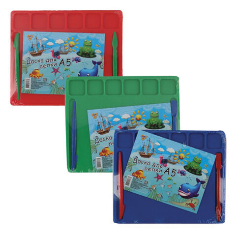 Доска для работы с пластилином, А5, 148х210 мм, цветная, 2 стека, ДЛ-01